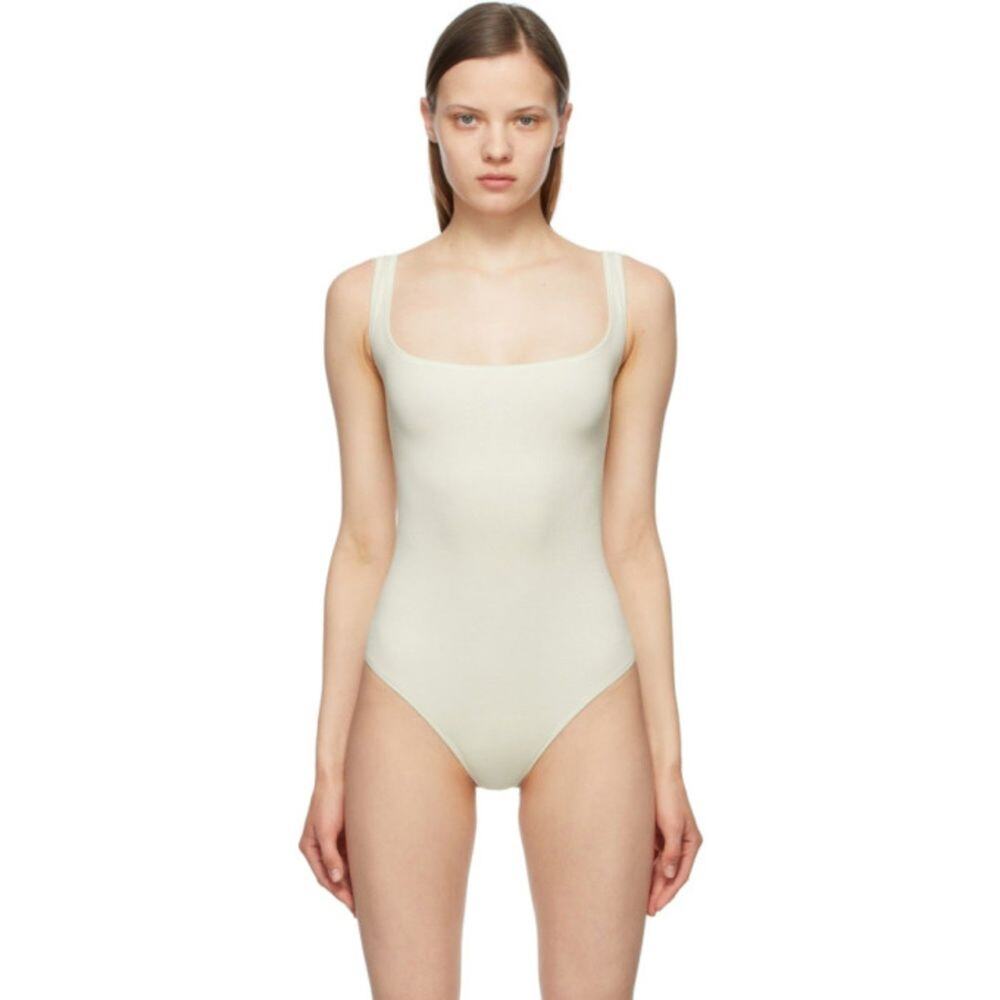 SKIMS Ribbed Stretch Cotton Scoop Neck Bodysuit Bone Beige Plus Size 4X